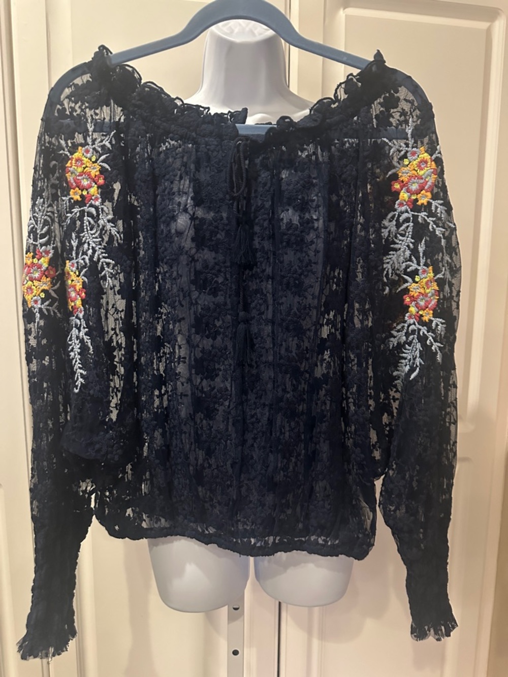 FREE PEOPLE CROCHET & EMBROIDERY TOP